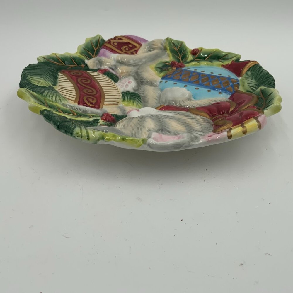 Fitz and Floyd Essentials Christmas Kitty Cat Plate Wall Hanging 9" - Picture 5 of 10